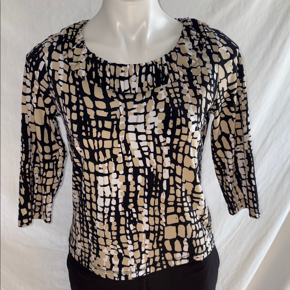 Laura Ashley Petite Black and Cream Abstract Blouse
